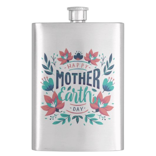 Handgezeichnete Mutter Erde Tag Design-23184 Flachmann (Vorderseite)