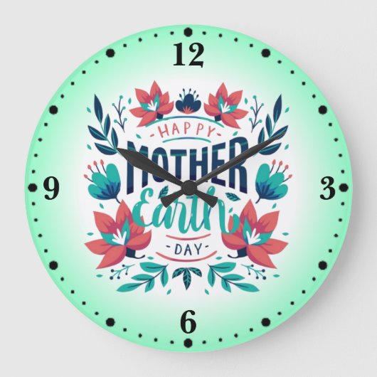 Handgezeichnete Mutter Erde Tag Design-23184 Große Wanduhr (Vorderseite)