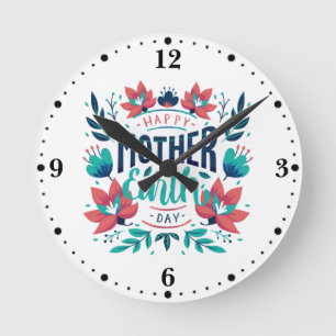 Handgezeichnete Mutter Erde Tag Design-23184 Hoodi Runde Wanduhr