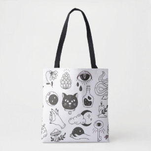 handgezeichnete mystische Tätowidoodle, Vintages A Tasche