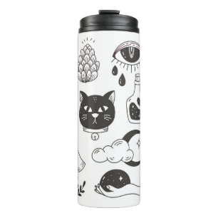 handgezeichnete mystische Tätowidoodle, Vintages A Thermosbecher