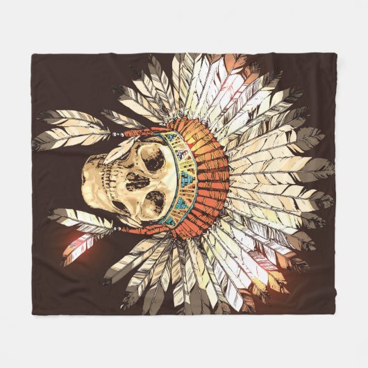 Handgezeichnete Native-Amerikanische Ureinwohner-H Fleecedecke (Vorderseite (Horizontal))
