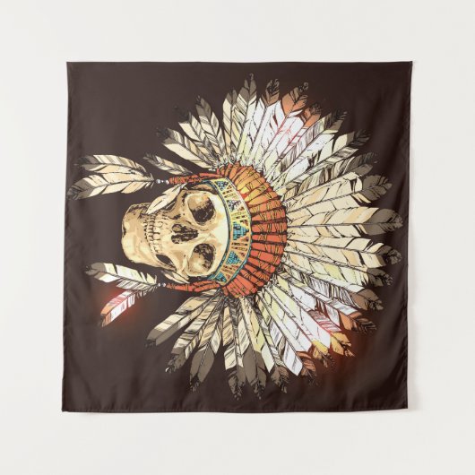 Handgezeichnete Native-Amerikanische Ureinwohner-H Wandteppich (Vorderseite (Horizontal))