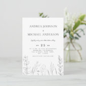 Handgezeichnete Naturlandschaft Grüne Linie Schwar Einladung (Stehend Vorderseite)