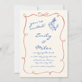 Handgezeichnete Nautische Hochzeit rettet das Datu Einladung (Vorderseite)