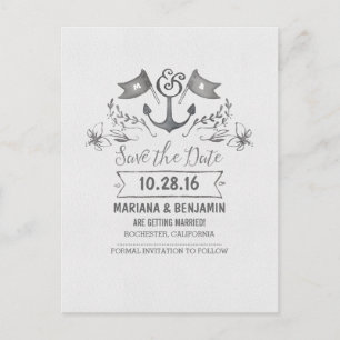 Handgezeichnete nautische Save the Date Ankerplaka Ankündigungspostkarte