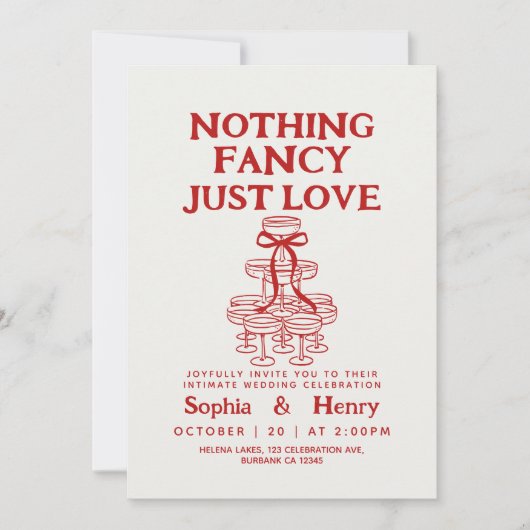 Handgezeichnete nichts Extravagant nur Liebe Quirk Einladung (Vorderseite)