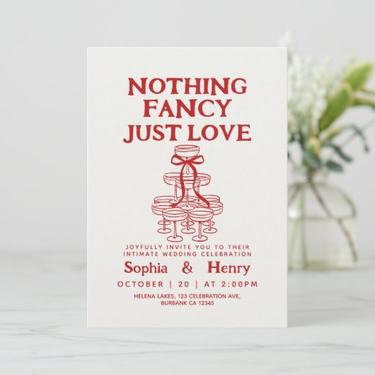 Handgezeichnete nichts Extravagant nur Liebe Quirk Einladung (Stehend Vorderseite)
