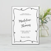 Handgezeichnete Niedliche Coupel-Skript Whimsical Einladung (Stehend Vorderseite)