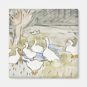 Handgezeichnete Niedliche Enten Fotos Weißente Kle Magnet