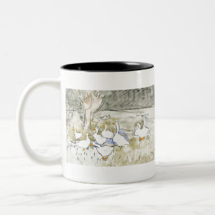 Handgezeichnete Niedliche Enten Fotos Weißente Kle Zweifarbige Tasse