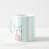 Handgezeichnete Niedliche Pink Cat Kaffee Tasse -  (Vorderseite Links)