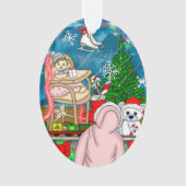 Handgezeichnete Nostalgische Weihnachtsansicht Ornament (Vorderseite)