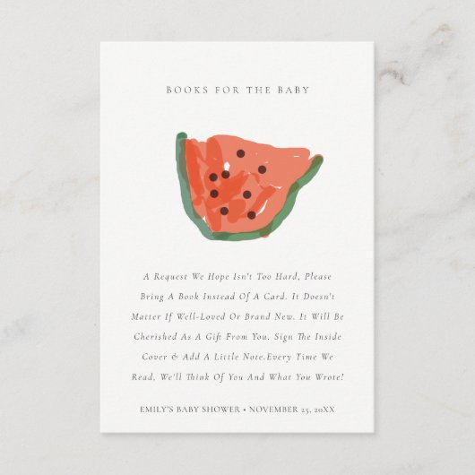 Handgezeichnete Obstbücher für Babydusche Begleitkarte (Vorderseite)