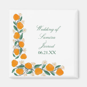 Handgezeichnete Orange Botanische Abstrakte Hochze Magnet