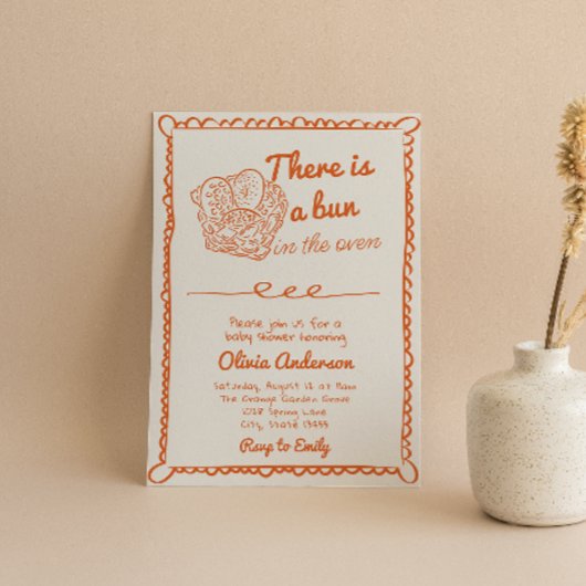 Handgezeichnete Orangenbüsche in der Ovene-Babydus Einladung