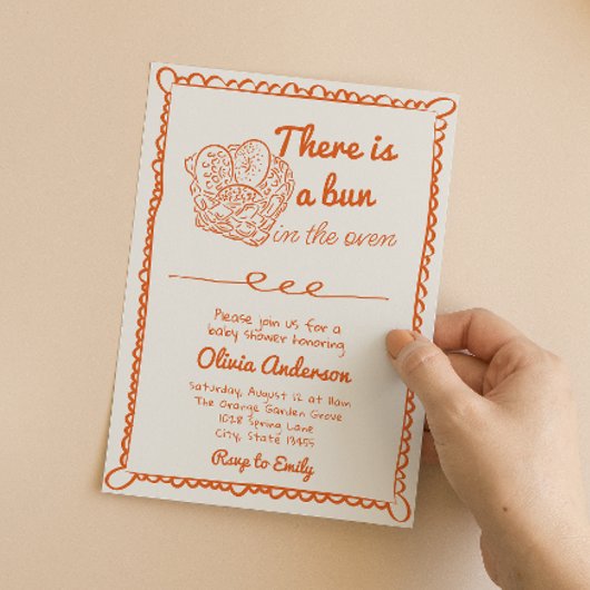 Handgezeichnete Orangenbüsche in der Ovene-Babydus Einladung