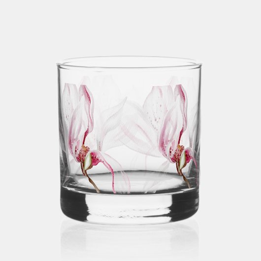 Handgezeichnete Orchideenschrift Whiskyglas (Rückseite)