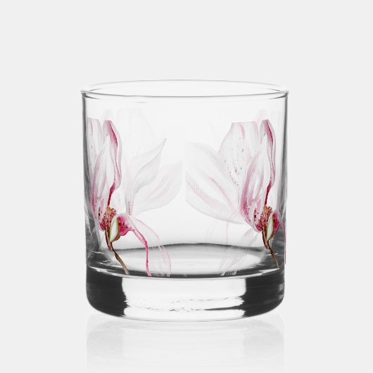 Handgezeichnete Orchideenschrift Whiskyglas (Rechts)