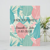 Handgezeichnete Palm-Blätter Hochzeit Save The Date (Stehend Vorderseite)