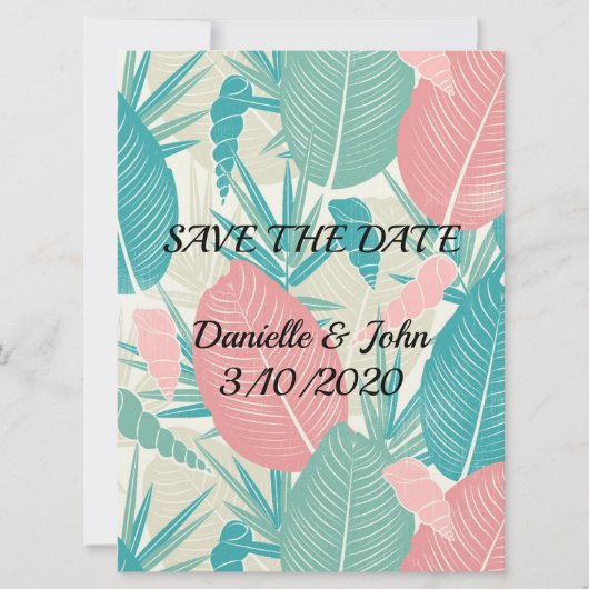 Handgezeichnete Palm-Blätter Hochzeit Save The Date (Vorderseite)