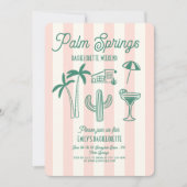 Handgezeichnete Palm Springs Pink Bachelorette Woc Einladung (Vorderseite)