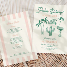 Handgezeichnete Palm Springs Pink Bachelorette Woc Einladung