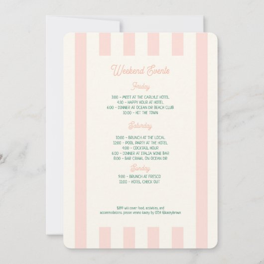 Handgezeichnete Palm Springs Pink Bachelorette Woc Einladung (Rückseite)