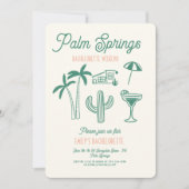 Handgezeichnete Palm Springs Pink Bachelorette Woc Einladung (Vorderseite)