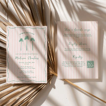 Handgezeichnete Palm Springs Rosa Grüne Brautparty