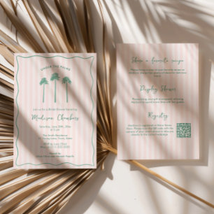 Handgezeichnete Palm Springs Rosa Grüne Brautparty Einladung