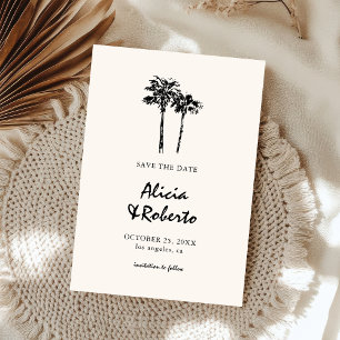 Handgezeichnete Palm Tree Tropical Boho Budget Hoc Save The Date