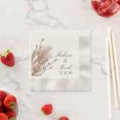 Handgezeichnete Pampas Cotton Pflanze Monogramm Serviette (Beispiel)