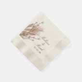 Handgezeichnete Pampas Cotton Pflanze Monogramm Serviette (Ecke)