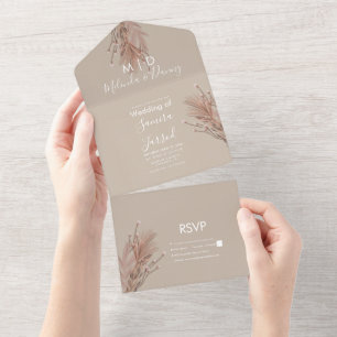 Handgezeichnete Pampas-Erde-All-in-One-Einladung All In One Einladung