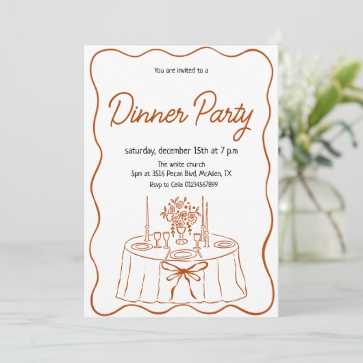 Handgezeichnete Party Einladung (Stehend Vorderseite)