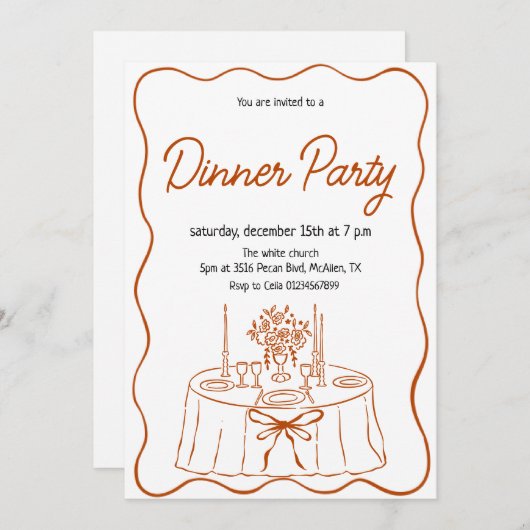 Handgezeichnete Party Einladung (Vorne/Hinten)