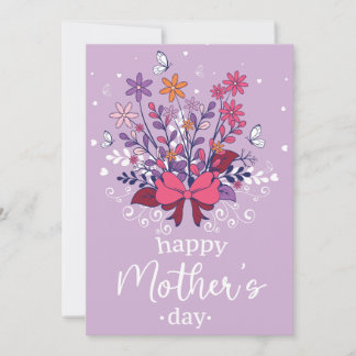 Handgezeichnete Pastell Blume Bouquet Happy Mother Karte