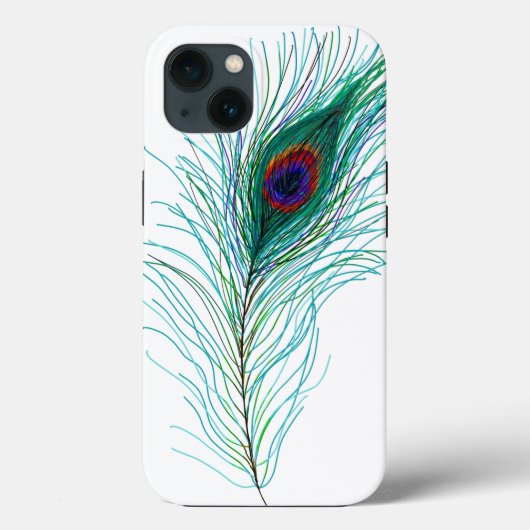 Handgezeichnete Peacock Feathers Case-Mate iPhone Hülle (Rückseite)