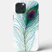 Handgezeichnete Peacock Feathers Case-Mate iPhone Hülle (Rückseite)