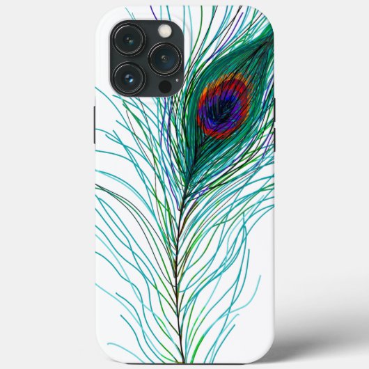 Handgezeichnete Peacock Feathers Case-Mate iPhone Hülle (Rückseite)