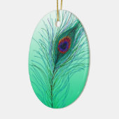 Handgezeichnete Peacock Feathers Personalisierte W Keramik Ornament (Links)