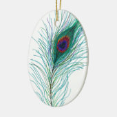 Handgezeichnete Peacock Feathers Personalisierte W Keramik Ornament (Links)