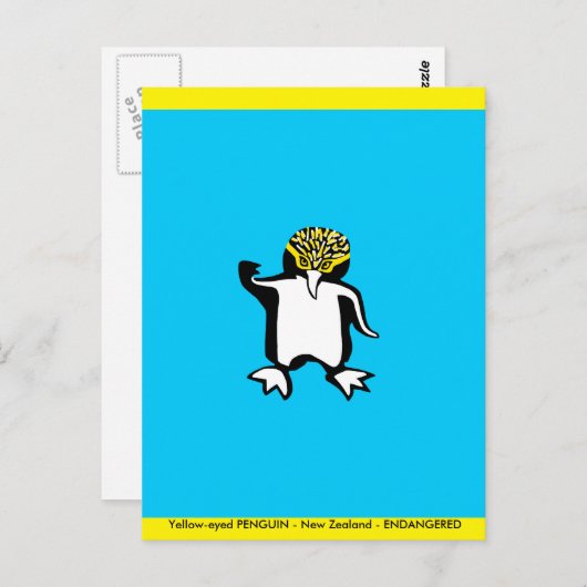 Handgezeichnete PENGUIN - gefährdetes Tier - blau Postkarte (Vorne/Hinten)