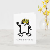 Handgezeichnete PENGUIN - Wildtiere - Natur Karte (Gelbe Blume)