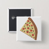 Handgezeichnete Pepperoni-Pizza-Scheibe Button (Vorne & Hinten)