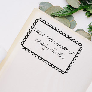 Handgezeichnete Persönliche Bibliothek Briefmarke Gummistempel