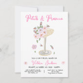 Handgezeichnete Petalen und Presecco-Brautparty Einladung (Vorderseite)