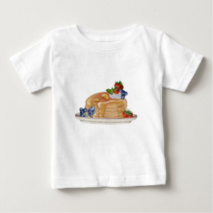 Handgezeichnete Pfannkuchen Beeren Frühstück Essen Baby T-shirt