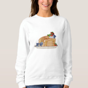 Handgezeichnete Pfannkuchen Beeren Frühstück Essen Sweatshirt
